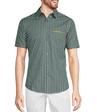 Murano Verdant Vibes Collection Slim Fit Geo Print Short Sleeve Woven Shirt