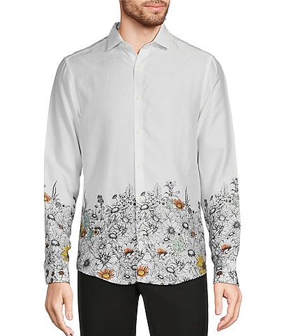 Murano Verdant Vibes Collection Slim-Fit Placed Floral Long Sleeve Woven Shirt