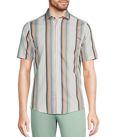 Murano Verdant Vibes Collection Slim Fit Stripe Short Sleeve Woven Shirt