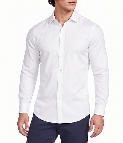 Murano Wardrobe Essentials Athletic Fit Solid Sateen Long Sleeve Woven Shirt