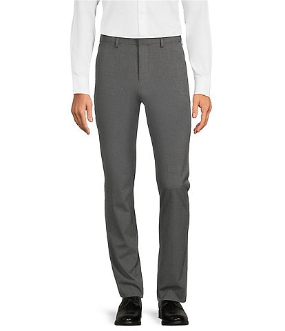 Buy Men Black Super Slim Fit Solid Flat Front Casual Trousers