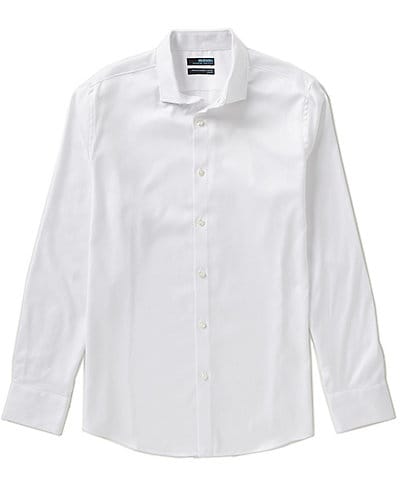 Murano Wardrobe Essentials Long-Sleeve Slim-Fit Textured Spread-Collar Sportshirt