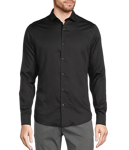 Murano Wardrobe Essentials Slim Fit Solid Sateen Long Sleeve Woven Shirt