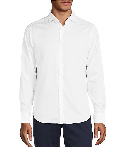 Murano Wardrobe Essentials Slim Fit Solid Sateen Long Sleeve Woven Shirt