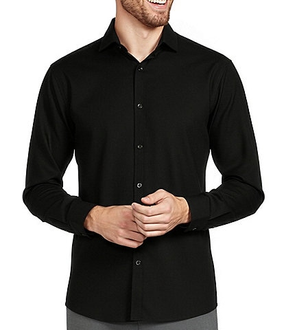 Murano Wardrobe Essentials Solid Dobby Stretch Long Sleeve Woven Shirt