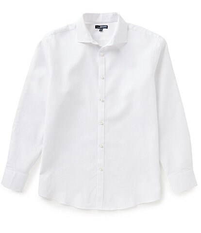 Murano Wardrobe Essentials Ultimate Modern Comfort Stretch Long-Sleeve Spread-Collar Textured Sportshirt