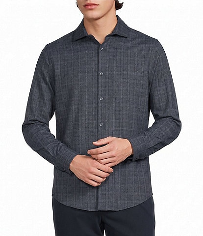 Murano Weekend Edit Slim Fit Plaid Coat Front Shirt