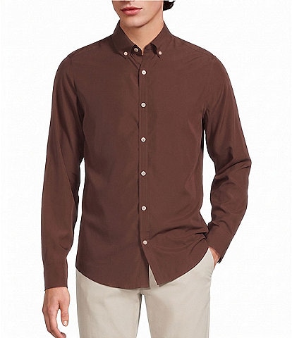 Murano Weekend Edit Slim Fit Solid Long Sleeve Woven Shirt