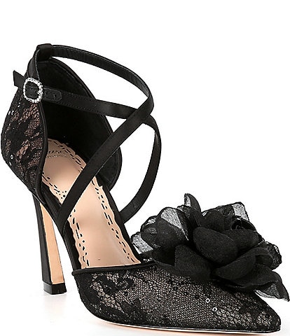 Muse by Marchesa Camellia Flowered Lace Dress Pumps