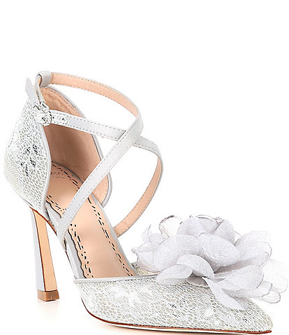 Muse by Marchesa Camellia Flowered Lace Dress Pumps