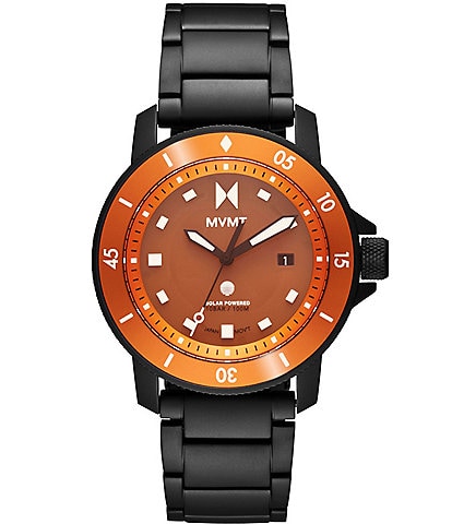MVMT Men's Cali Diver Solar Quartz Analog Black Tone Stainless Steel Bracelet Watch