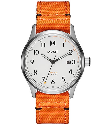 MVMT Men's Field II Analog Orange Nylon Strap Watch