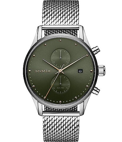 MVMT Men's Voyager Tropic Haze Chronograph Silver Mesh Bracelet Watch