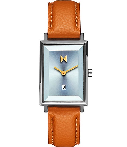 MVMT Women's Signature Square Analog Tan Leather Strap Watch