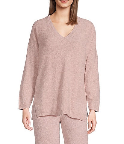 N by Natori Aura Heather Long Sleeve V-Neck Coordinating Knit Lounge Top