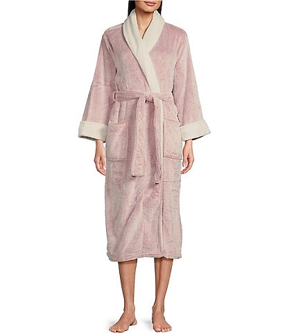 N by Natori Frosted Cashmere Fleece Long Sleeve Shawl Collar Robe