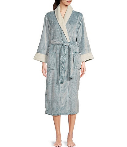 N by Natori Frosted Cashmere Fleece Long Sleeve Shawl Collar Robe