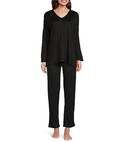 N By Natori Long Sleeve V-Neck Sweater Knit Lounge Set