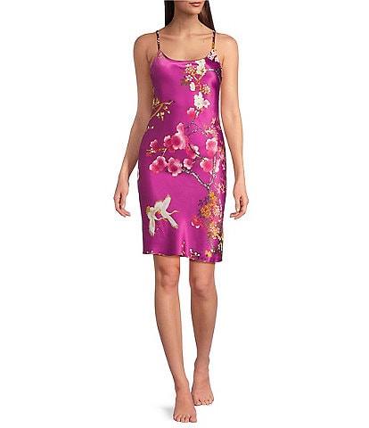 N by Natori Sakura Sleeveless Scoop Neck Satin Floral Print Coordinating Chemise