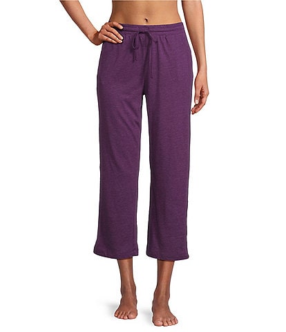 N by Natori Solid Knit Drawstring Tie Waist Side Pocket Coordinating Cropped Lounge Pant