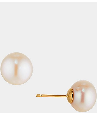 Nadri 10mm Button Freshwater Pearl Gold Stud Earrings