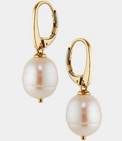 Nadri 10mm Pearl Gold Drop Earrings
