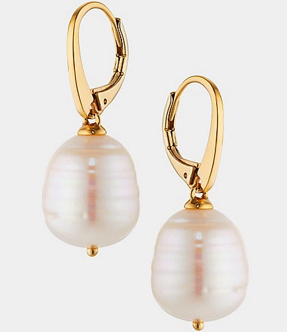 Nadri 12mm Freshwater Pearl Gold Drop Earrings