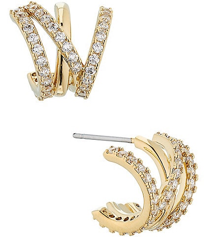 Nadri 18K Gold Twilight Multi Cage Crystal Hoop Earrings