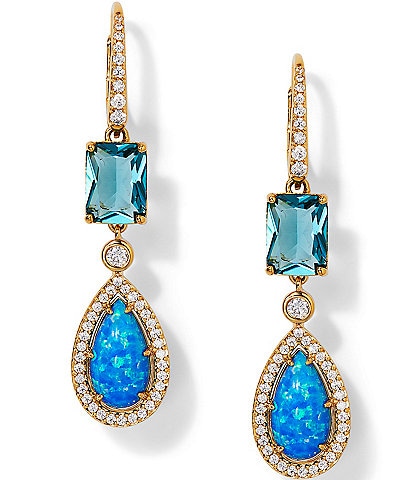 Nadri Blue Lagoon Double Linear Earrings
