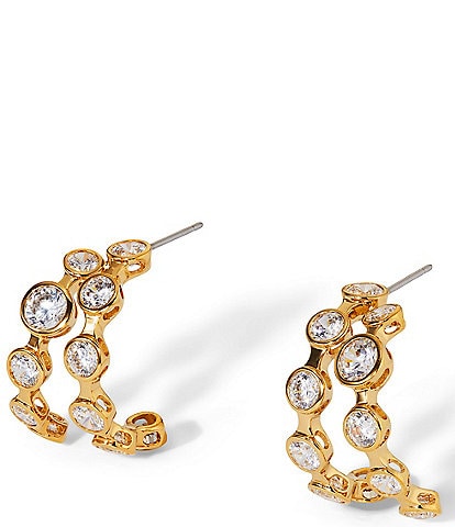 Nadri Brooklyn Double Row C Hoop Earrings