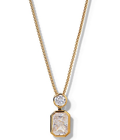 Nadri Brooklyn Slide Emerald Cut CZ Short Pendant Necklace