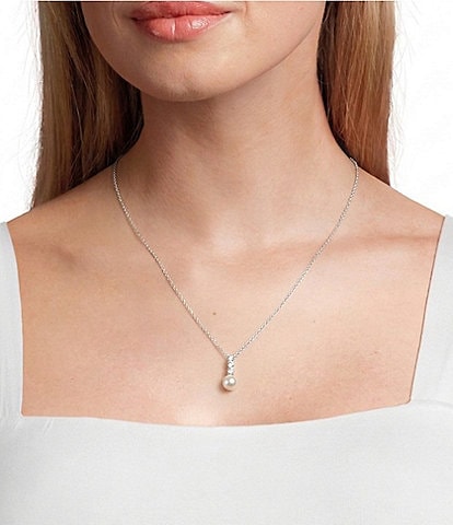 Nadri Camila Pearl and CZ Crystal Drop Pendant Necklace