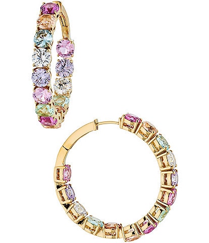 Nadri Candy Crush Crystal Gold Plated Brass Hoop Earrings