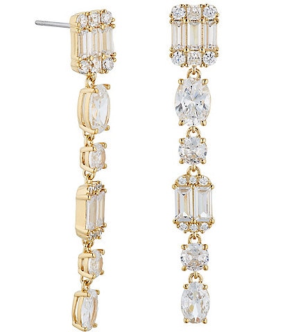 Nadri Cluster Crystal 18K Gold Linear Earrings