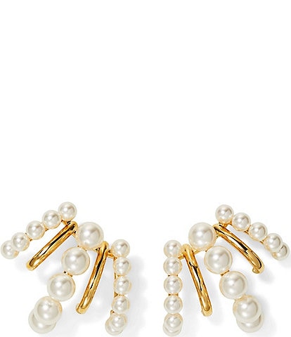 Nadri Farrah Multi Pearl J Hoop Earrings