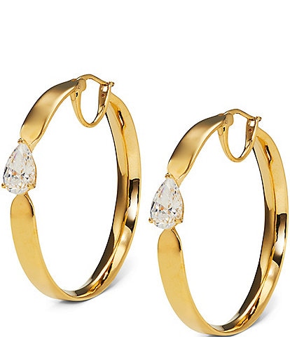 Nadri Farrah Pear Stone Hoop Earrings