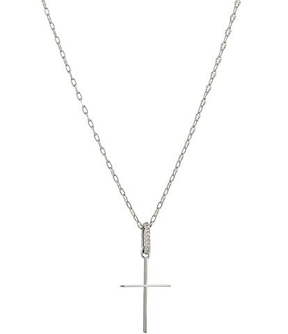 Nadri Large Cross CZ Link Short Pendant Necklace