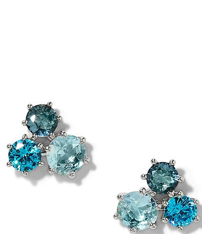 Nadri Nat Beauty Aqua Stone Trio Stud Earrings