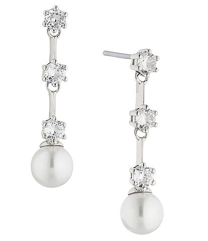 Nadri Olivia Pearl Crystal Linear Earrings