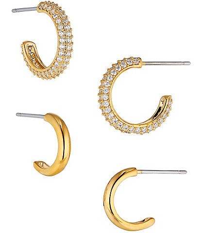 Nadri Pavtheway Duo Gold Hoop Earrings Set