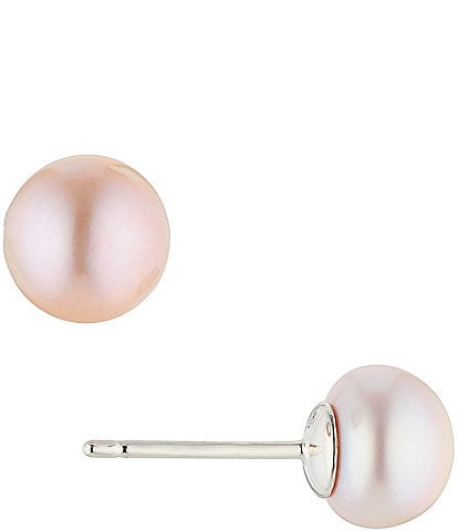 Nadri Iridescent Pearl 8mm Button Stud Earrings