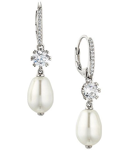 Nadri Pearl Crystal Drop Earrings