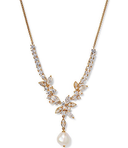 Nadri Ravish Freshwater Pearl CZ  Y Necklace