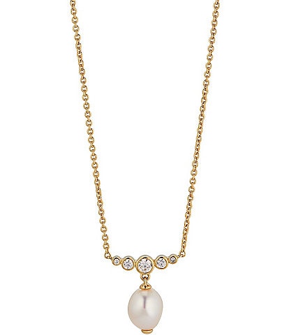 Nadri Siren Freshwater Pearl Drop Crystal Short Pendant Necklace
