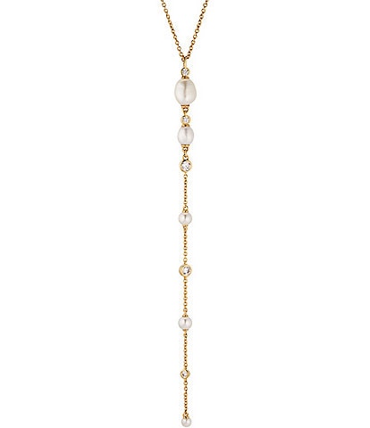 Nadri Siren Pearl and Crystal Y Necklace