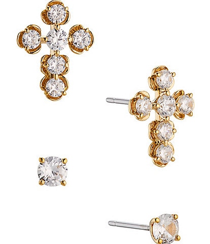 Nadri Spring Floral Crystal Cross Stud Earring Set