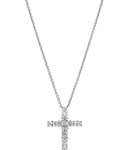 Nadri Spring Oval Crystal Cross Short Pendant Necklace