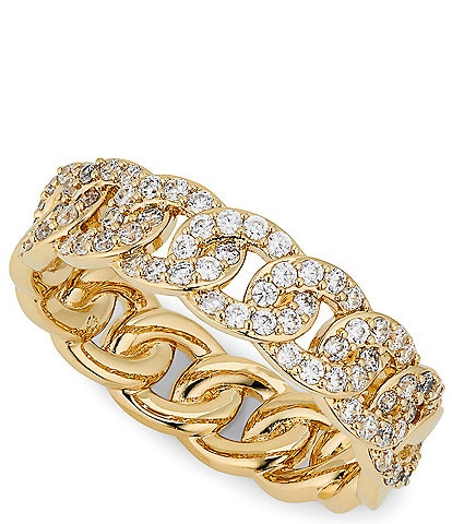 Nadri Twilight Pave Curb Gold Crystal Band Ring