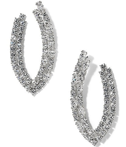 Nadri Twinnie Front Back Pattern Hoop Earrings