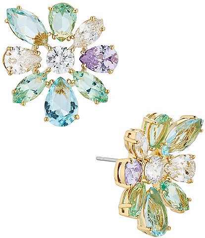 Nadri Watercolor Multi Crystal Floral Stud Earrings